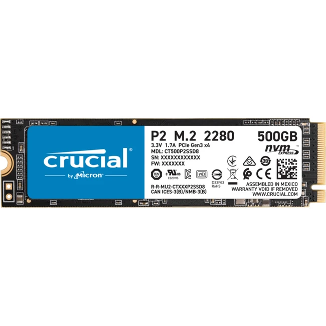 Внутренний накопитель Crucial P2 CT500P2SSD8 (SSD (твердотельные), 500 ГБ, PCIe)