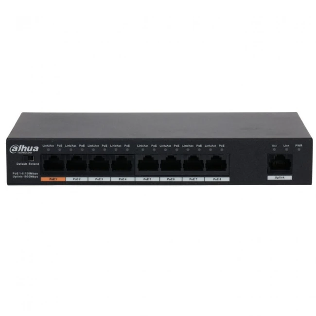 Коммутатор Dahua DH-PFS3009-8ET1GT-96 100 Base-TX (100 мбит/с)