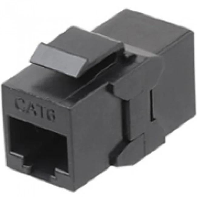 Инструмент для монтажа СКС Hyperline Проходной адаптер (coupler) RJ-45(8P8C) формата Keystone Jack категория 6 4 пары черный CA2-KJ-C6-BK