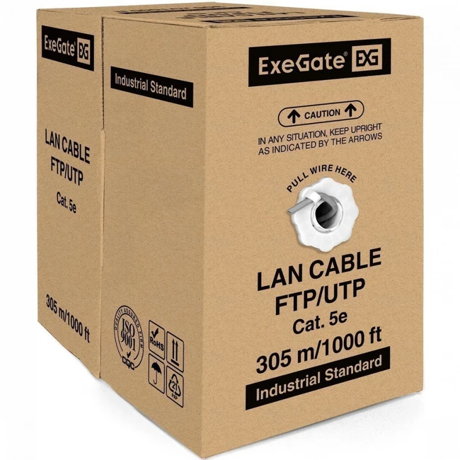 Кабель витая пара ExeGate UTP4-C5E-CCA-P24-IN-PVC-GY-305 UTP EX205293RUS