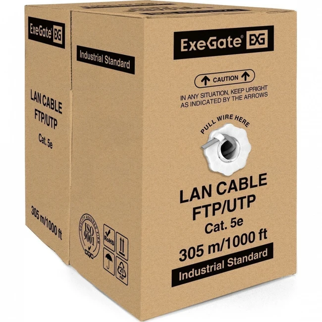 Кабель витая пара ExeGate UTP4-C5e-CCA-S25-IN-PVC-GY-305 EX281817RUS