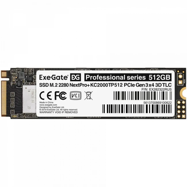 Внутренний накопитель ExeGate Professional KC2000TP512 EX282322RUS SSD (твердотельные), 512 ГБ, M.2, PCIe