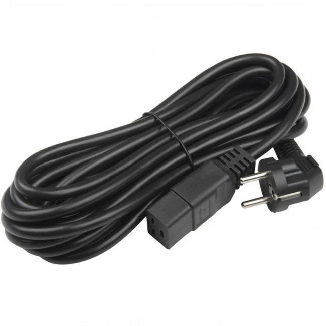 Опция для ИБП Hyperline Кабель питания (Schuko+C19) (3x1.5) 16A угловая вилка 5м PWC-IEC19-SHM-5.0-BK
