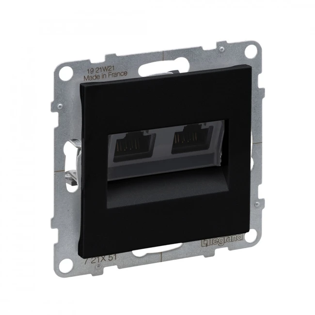 Сетевая розетка Legrand Информационная розетка двойная, Suno, 721451, RJ45 Кат.5e UTP Антрацит