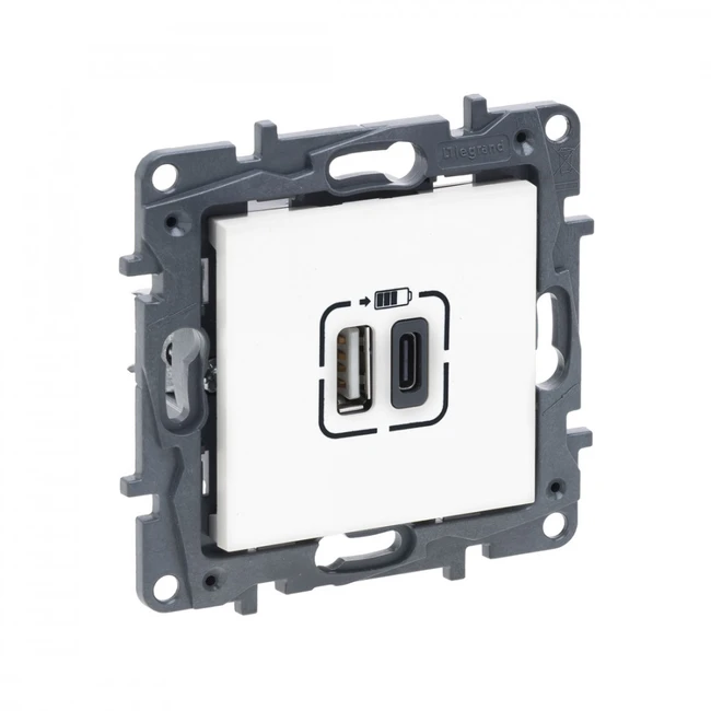 Сетевая розетка Legrand Розетка USB, Niloe Step, 863140, Тип А+C 12Вт+15Вт 5В Белый