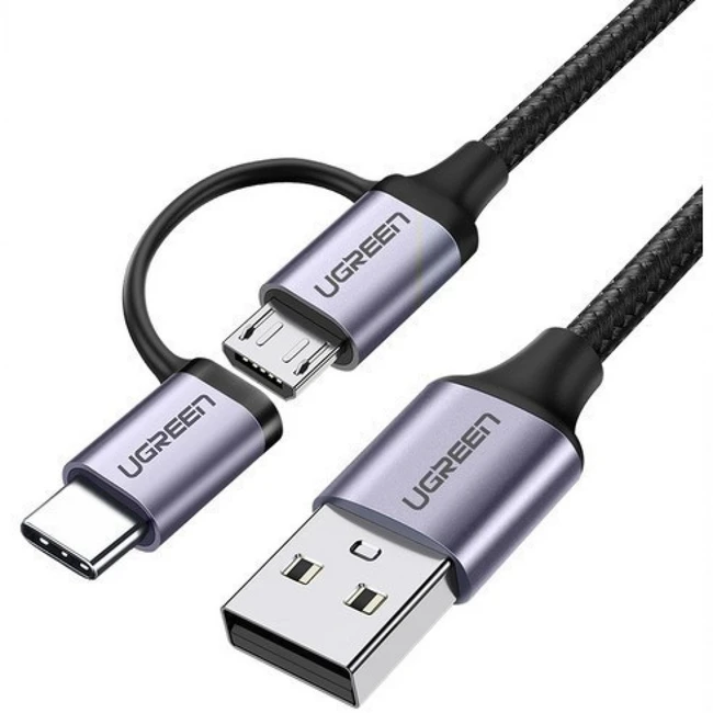 Кабель интерфейсный UGREEN US177 30875_ USB Type A - USB Type B micro - USB Type C
