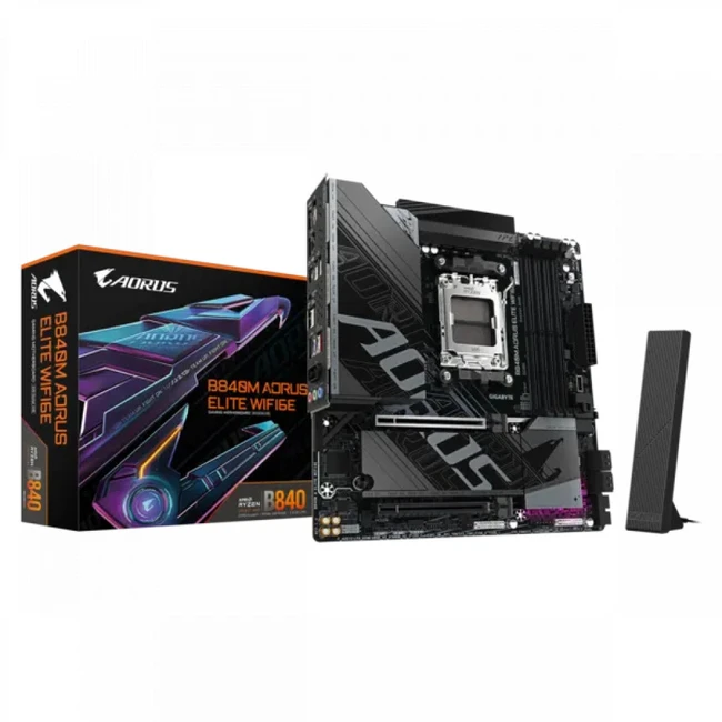 Материнская плата Gigabyte B840M AORUS ELITE WIFI6E (Micro-ATX, AMD AM5)