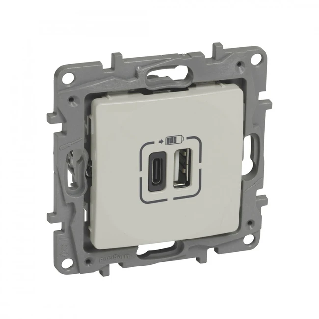 Сетевая розетка Legrand Розетка USB, Legrand Niloe, 764697, Тип А+C Слоновая кость