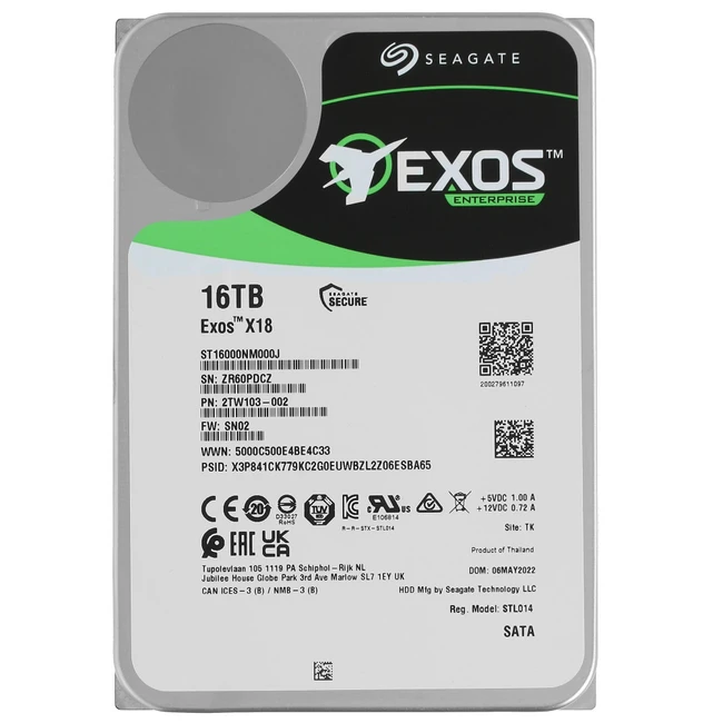 Серверный жесткий диск Seagate Exos X18 (ST16000NM001J) 3,5 LFF, 16 ТБ, SATA