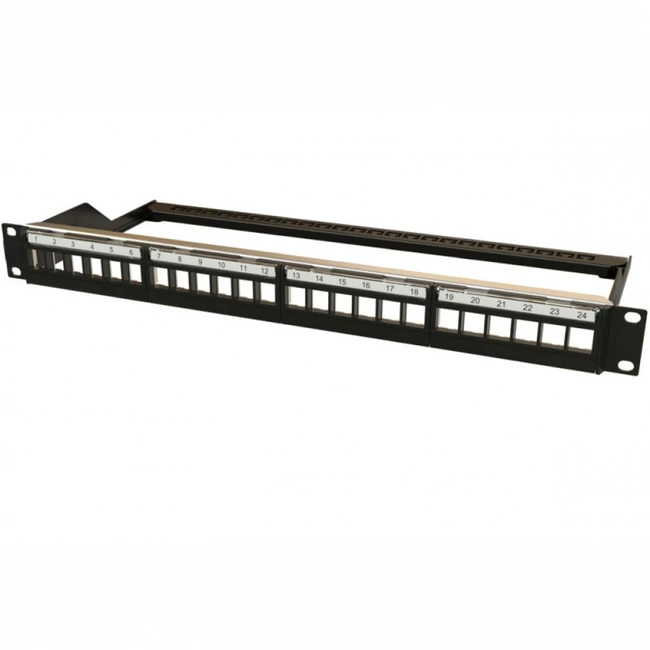 Патч-панель Hyperline Модульная патч-панель 19" 24 порта 4 съемные панели по 6 модулей 1U (без модулей) PPBL6-19-24-RM (24 порта)
