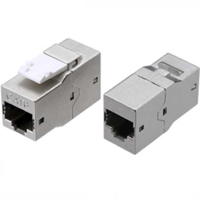 Инструмент для монтажа СКС Hyperline Проходной адаптер (coupler) RJ-45(8P8C) формата Keystone Jack категория 6 4 пары экранированный серебристый CA2-KJ-C6-SH-BK