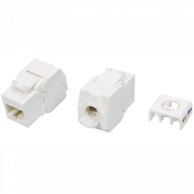 Модуль Hyperline Модуль Keystone Jack RJ-45(8P8C) категория 5e KJ8-8P8C-C5E-180-TLS-WH