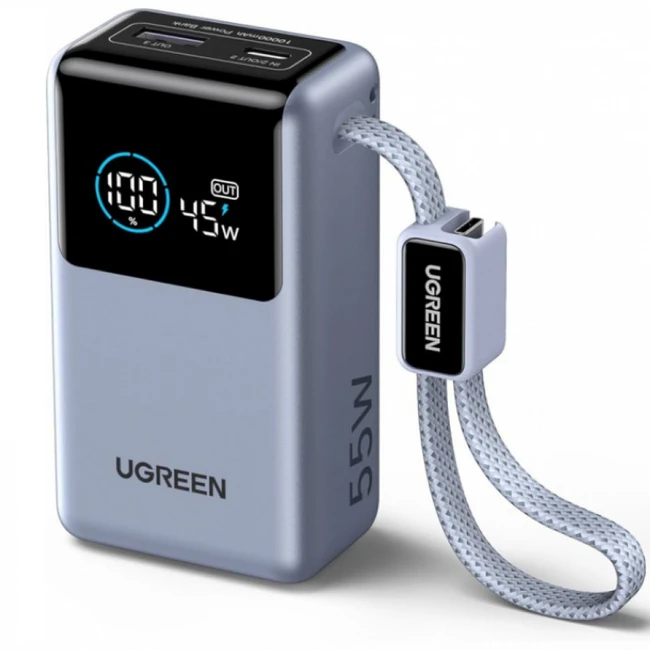 Внешний аккумулятор (Power Bank) UGREEN PB727 55W Fast Charging 75701B 10000 мАч, Серый