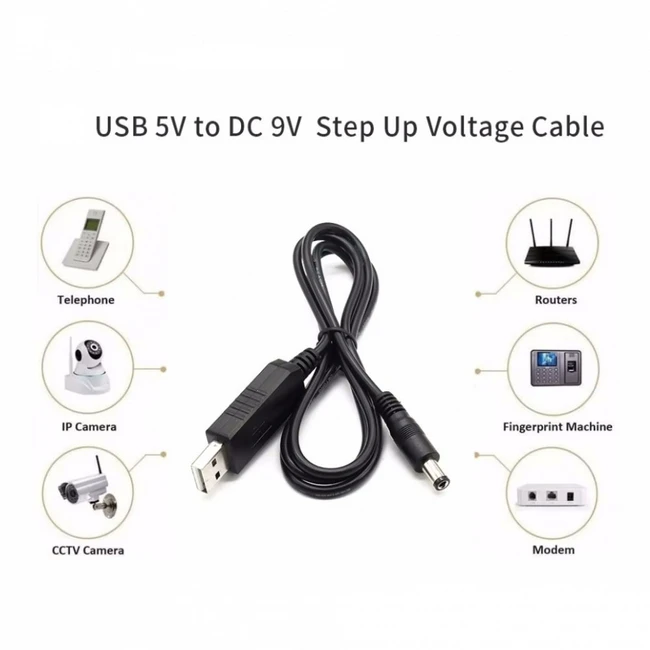 Кабель питания NO NAME Кабель повышения напряжения c 5V до 9V USB to DC5521 0014163