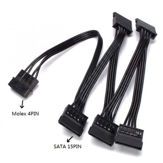 Кабель интерфейсный NO NAME Кабель питания IDE(Molex) на 5 Sata, 88см 0012835 Molex - SATA