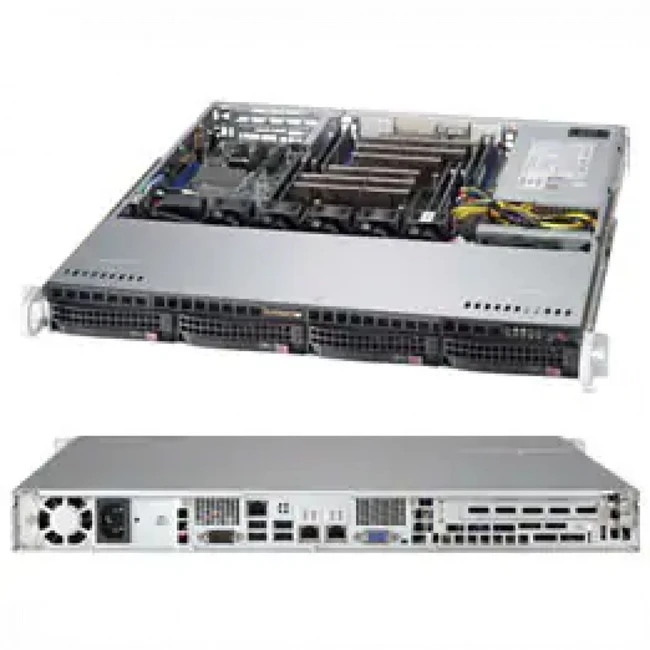 Сервер Supermicro CSE-813MFTQC-505CB/X11SCL-F 1U8132236-007 1U Rack, Xeon E-2236, 3400 МГц, 6, 12, 1 x 16 ГБ, LFF 3.5", 4, 2x 480 ГБ
