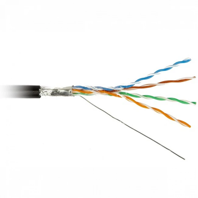 Кабель витая пара Hyperline Кабель витая пара экранированный F/UTP (100 м) FUTP4-C5E-S24-OUT-PE-BK-100