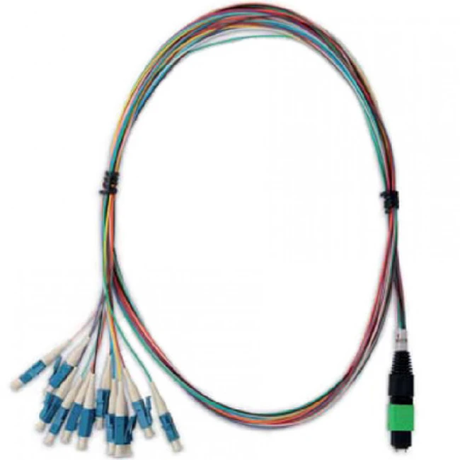 Оптический патч-корд Hyperline Кабель «гидра» 1xMPO(папа)/APC-12xLC/UPC 12 волокон FH-B9-9-MPOM12/AR-12LC/UR-1M-LSZH