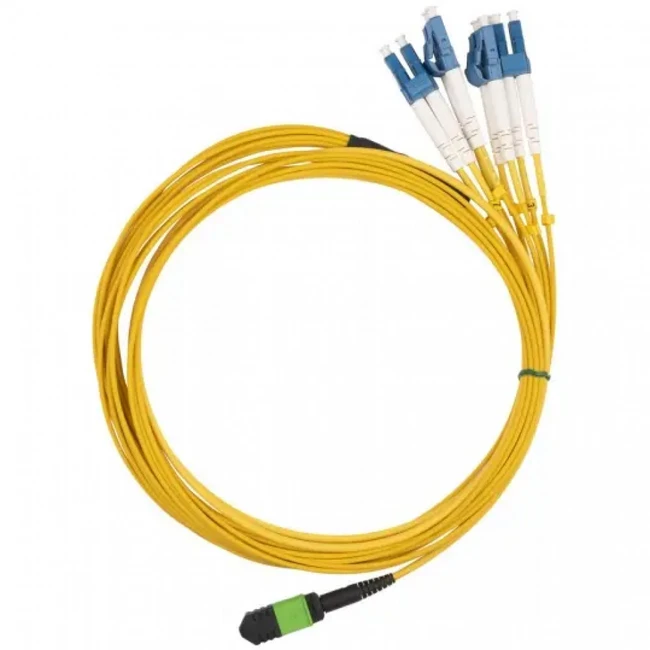 Оптический патч-корд Hyperline Транковая сборка fan out 1хMPO (мама)- 4хLC (duplex) 8 волокон TC-MC3-9-MPOF8/AX-4xDLC/UX-IN-1/2M-LSZH-YL