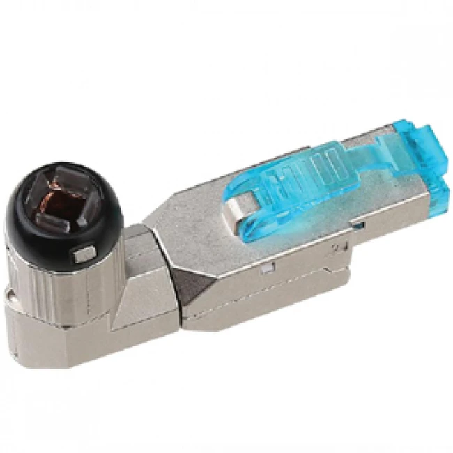 Коннектор Hyperline Разъем полевой оконцовки RJ-45 (8P8C) под витую пару угловой для одножильного кабеля toolless категория 6A PLUD-A-8P8C-S-C6A-SH