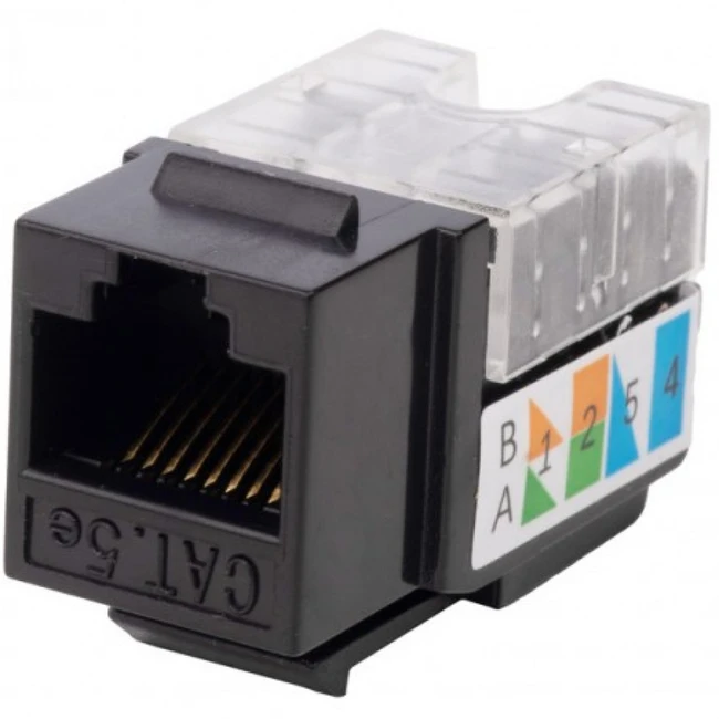 Коннектор WRline Вставка Keystone Jack RJ-45 90 градусов категория 5e неэкранированная заделка тип 110 цвет черный WR-KJ-RJ45-C5E-90-SW-BK
