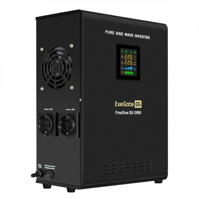Источник бесперебойного питания ExeGate FineSine SX-2000.LCD.AVR.2SH EX296001RUS (Линейно-интерактивные, Настенный, 2000 ВА, 1400)