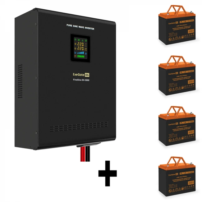 Источник бесперебойного питания ExeGate EX296004RUS + батарея 80Aч EX285654RUS 4шт EX296667RUS Линейно-интерактивные, Напольный (Tower), 5000 ВА, 3500 Вт