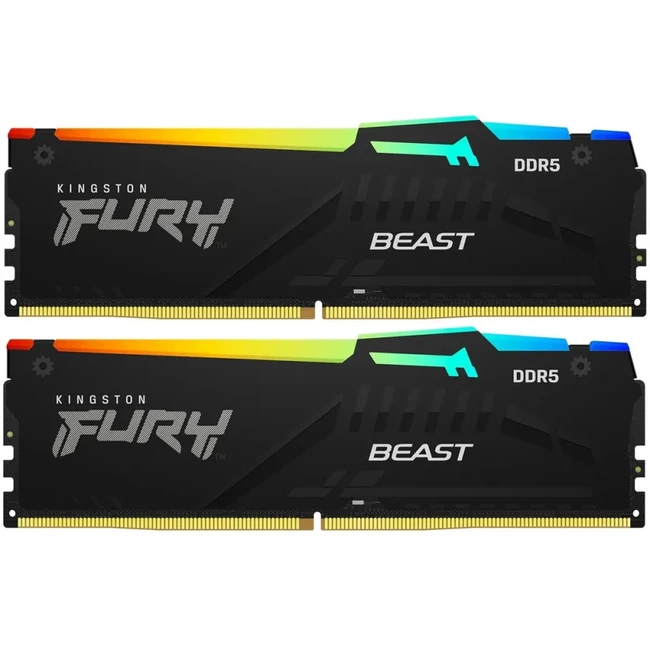 ОЗУ Kingston Fury Beast Black RGB KF560C30BBEAK2-16 (DIMM, DDR5, 16 Гб (2 х 8 Гб), 6000 МГц)
