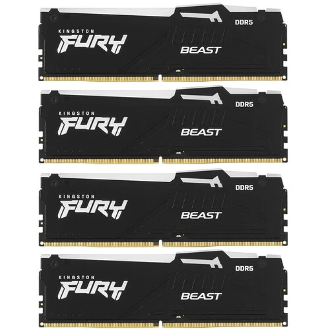 ОЗУ Kingston Beast Black RGB KF556C40BBAK4-64 DIMM, DDR5, 64 Гб (4 х 16 Гб), 5600 МГц