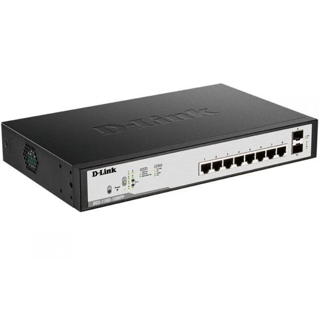 Коммутатор D-link DGS-1100-10MPP/C1A 32508 1000 Base-TX (1000 мбит/с), 2 SFP порта