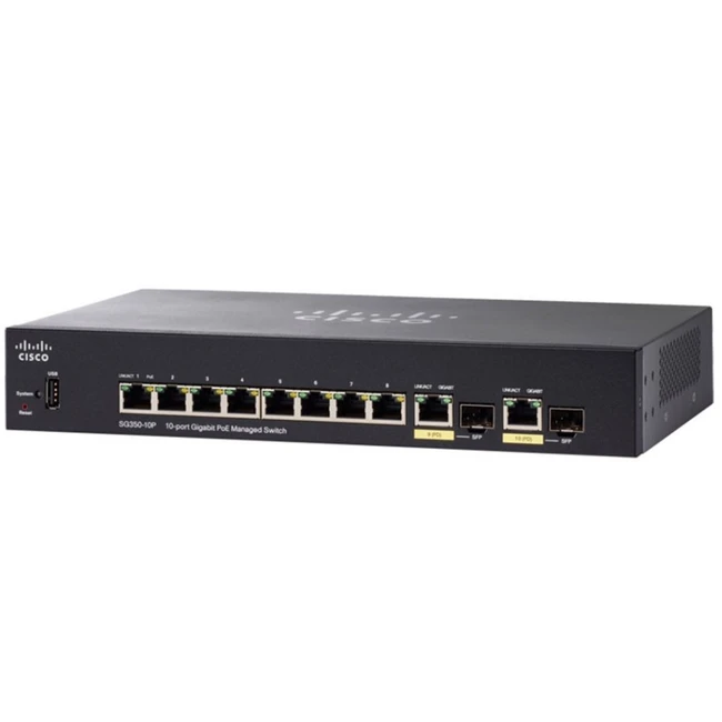 Коммутатор Cisco SG355-10P SG355-10P-K9-EU 1000 Base-TX (1000 мбит/с), 2 SFP порта