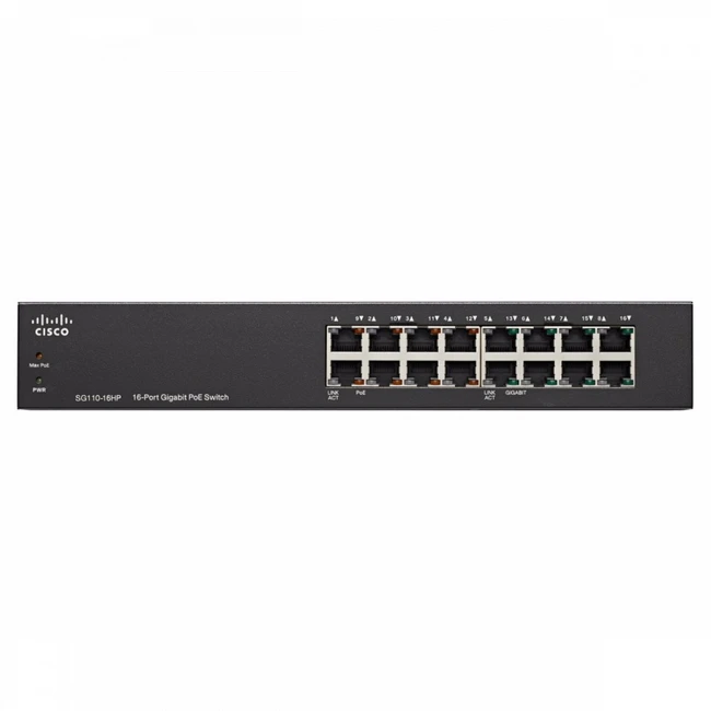 Коммутатор Cisco SG110-16HP SG110-16HP-EU 1000 Base-TX (1000 мбит/с)