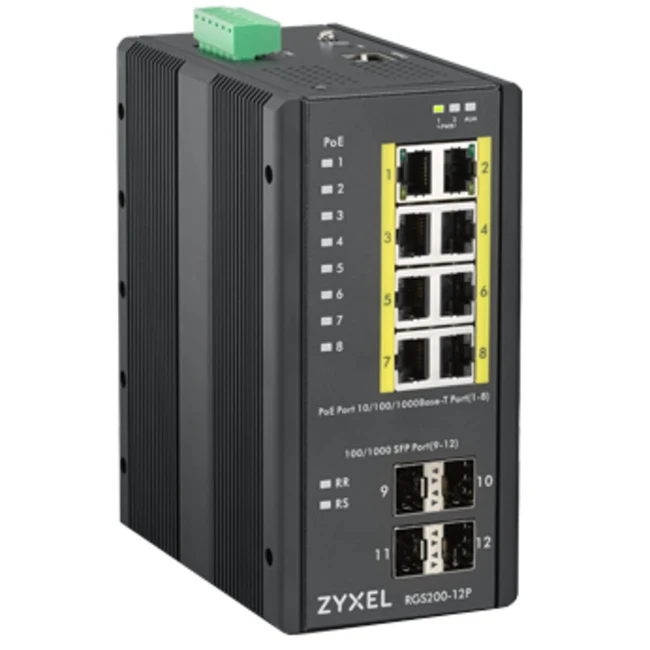 Коммутатор Zyxel RGS200-12P 1000 Base-TX (1000 мбит/с), 4 SFP порта