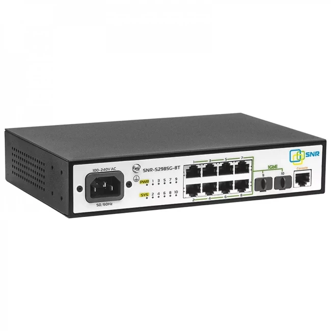 Коммутатор SNR SNR-S2985G-8T (100 Base-TX (100 мбит/с), 2 SFP порта)