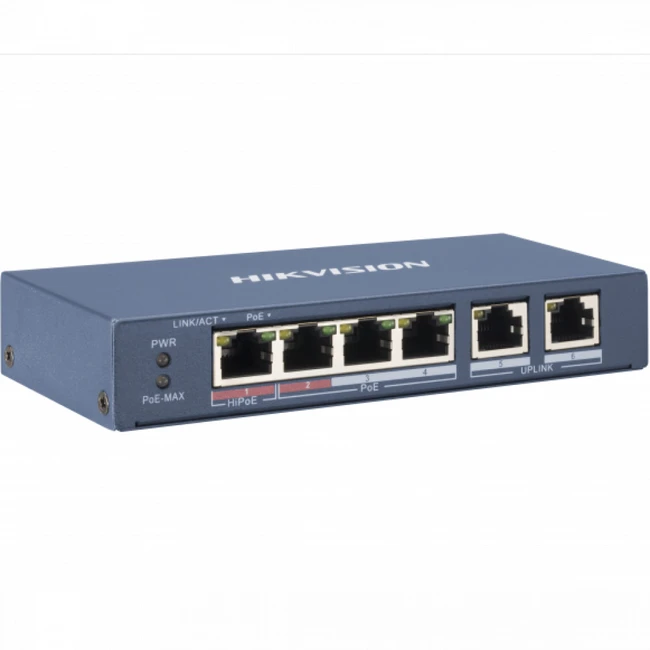 Коммутатор Hikvision DS-3E0106P-E/M 100 Base-TX (100 мбит/с)