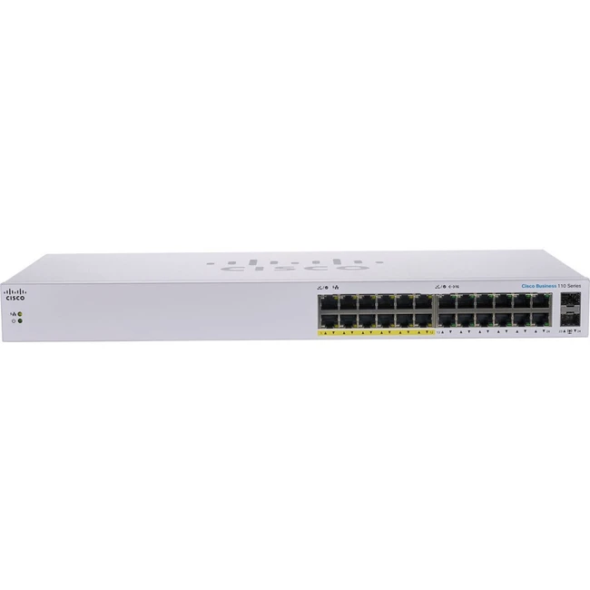 Коммутатор Cisco CBS110-24PP-EU (1000 Base-TX (1000 мбит/с), 2 SFP порта)