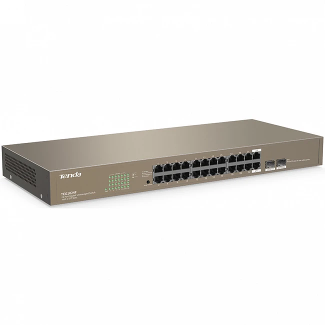 Коммутатор TENDA TEG1024F (1000 Base-TX (1000 мбит/с), 2 SFP порта)