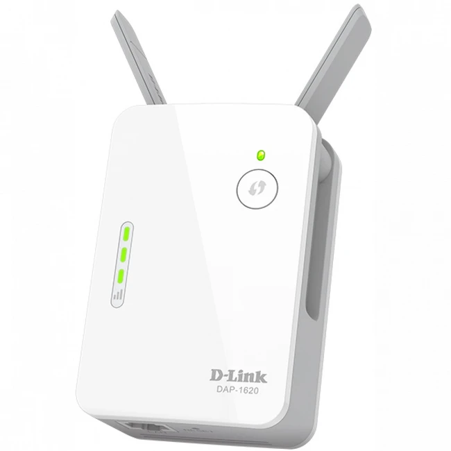 Усилитель сигнала Wi-Fi D-link DAP-1620/RU/B1A (10/100/1000 Base-TX (1000 мбит/с), Wi-Fi 5 (802.11a/ b/ g/ n/ ac), с внешней антенной)