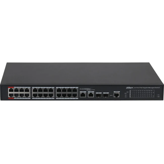 Коммутатор Dahua DH-PFS4226-24GT2GF-240 (1000 Base-TX (1000 мбит/с), 2 SFP порта)