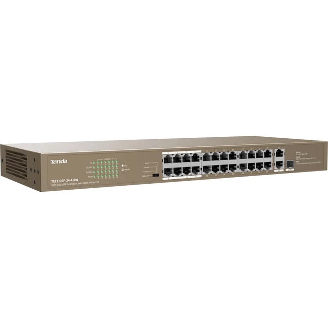 Коммутатор TENDA F1126P-24-410W (1000 Base-TX (1000 мбит/с), 1 SFP порт)