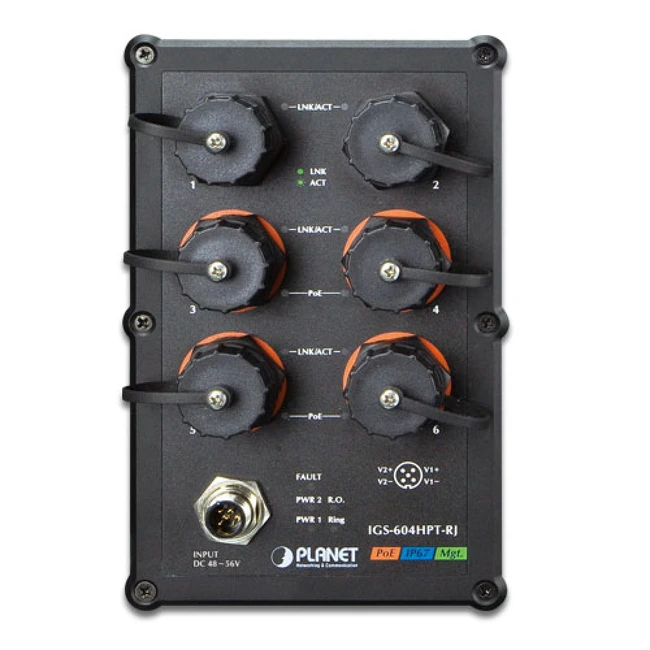 Коммутатор Planet IP67-rated Industrial L2+ IGS-604HPT-RJ (1000 Base-TX (1000 мбит/с))