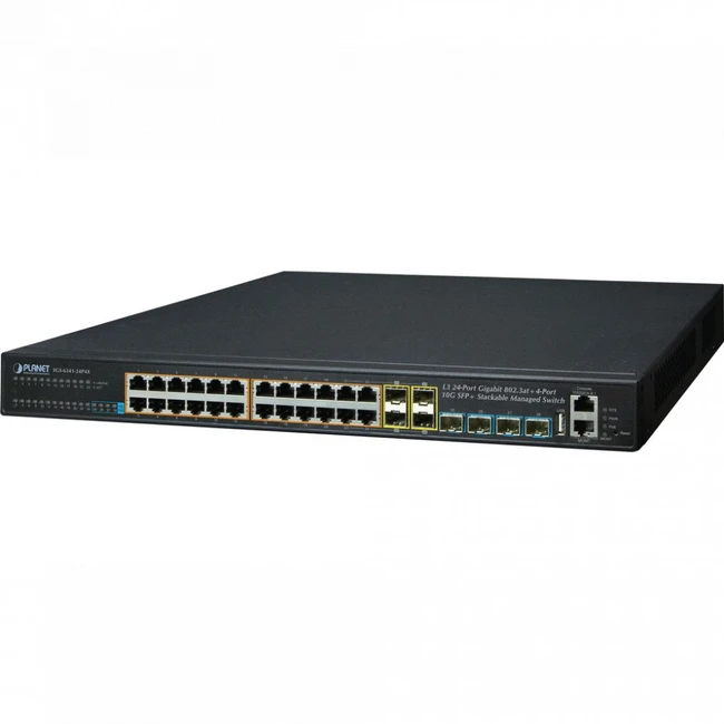 Коммутатор Planet Stackable Managed Gigabit Switch SGS-6341-24P4X 1000 Base-TX (1000 мбит/с), 4 SFP порта