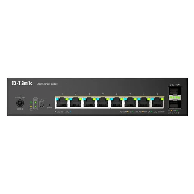 Коммутатор D-link DMS-1250-10SPL/A1A/6KV 2.5 GBase-T (2500 мбит/с), 2 SFP порта