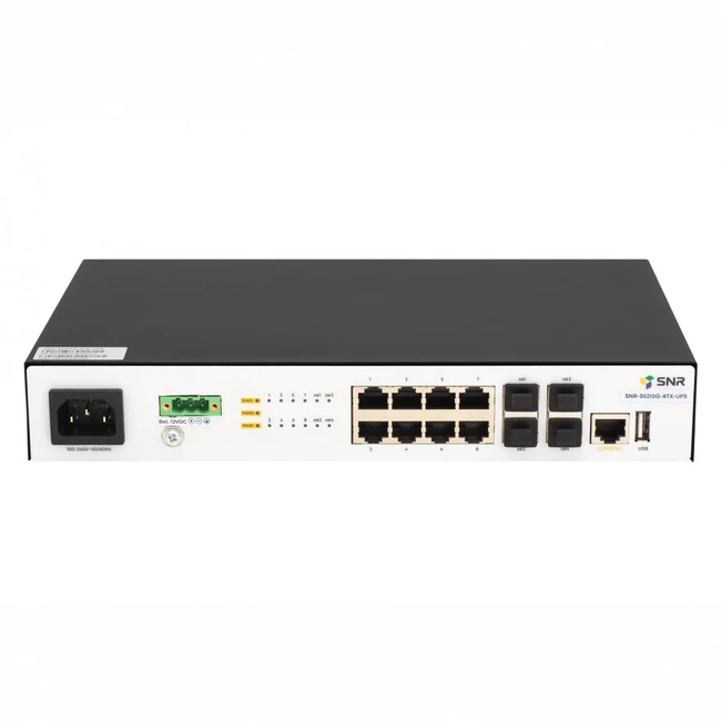 Коммутатор SNR S5210G-8TX-UPS SNR-S5210G-8TX-UPS 1000 Base-T (1000 мбит/с), 4 SFP порта