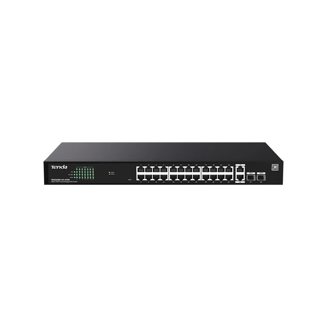 Коммутатор TENDA G2228P-24-410W (1000 Base-T (1000 мбит/с), 2 SFP порта)