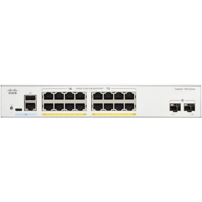 Коммутатор Cisco C1300-16T-2G 1000 Base-T (1000 мбит/с), 2 SFP порта