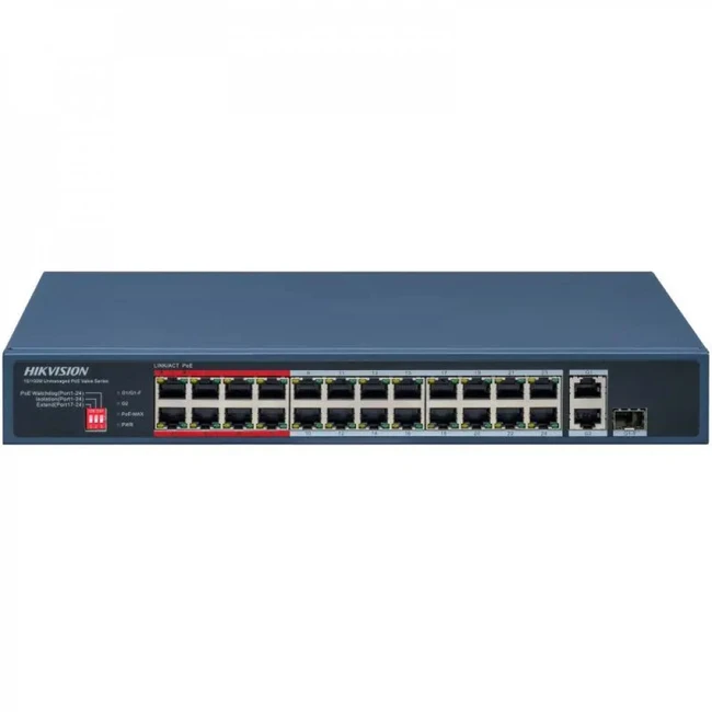 Коммутатор Hikvision DS-3E0326P-E/M(C) 100 Base-TX (100 мбит/с), 1 SFP порт