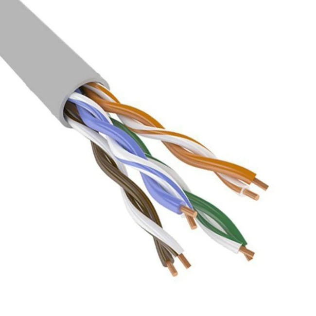 Кабель витая пара NO NAME HQ UTP 4 пары cat5E solid 0.42мм Cu 305м серый 43648