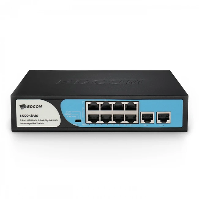 Коммутатор BDCOM S1200-8P2G 100 Base-TX (100 мбит/с)