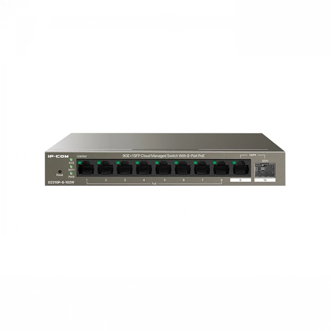 Коммутатор IP-COM G2210P-8-102W G2210P-8-102W IP-COM (1000 Base-T (1000 мбит/с), 1 SFP порт)